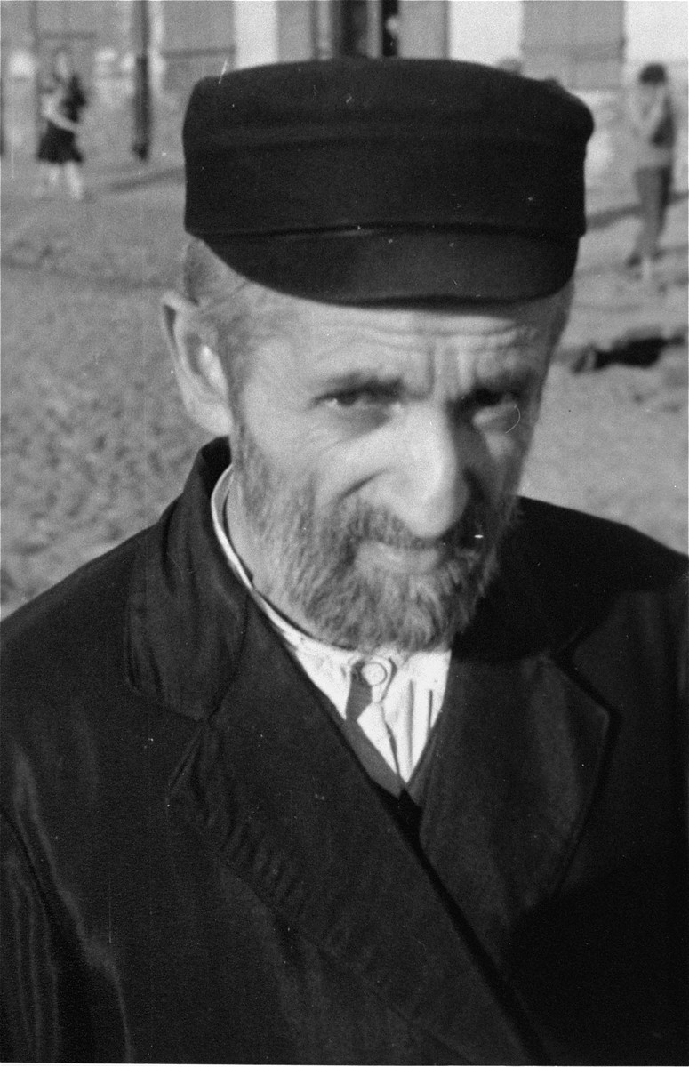 Portrait of a religious Jew on a street in an unidentified ghetto.