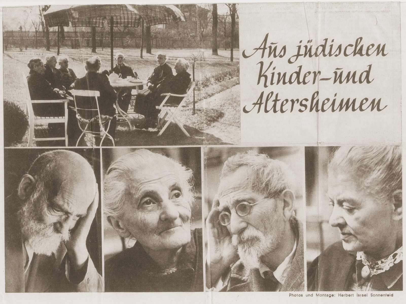 A series of photographs of the Jewish elderly living in nursing homes in Berlin, that was published in the Jewish newspaper, Juedisches Nachrichtenblatt, on March 10, 1939.