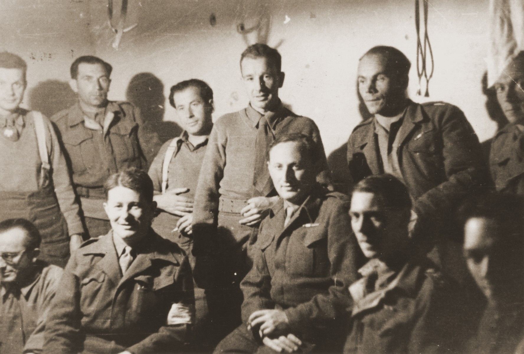 Group portrait of members of the Anders Army.

Dr. Arthur Haber, originally from Krakow, survived the war as a doctor in the Anders Army.  His wife, Sophie Ament Haber, escaped the Bochnia ghetto with her family in June 1943.  After liberation she found her husband in Italy.