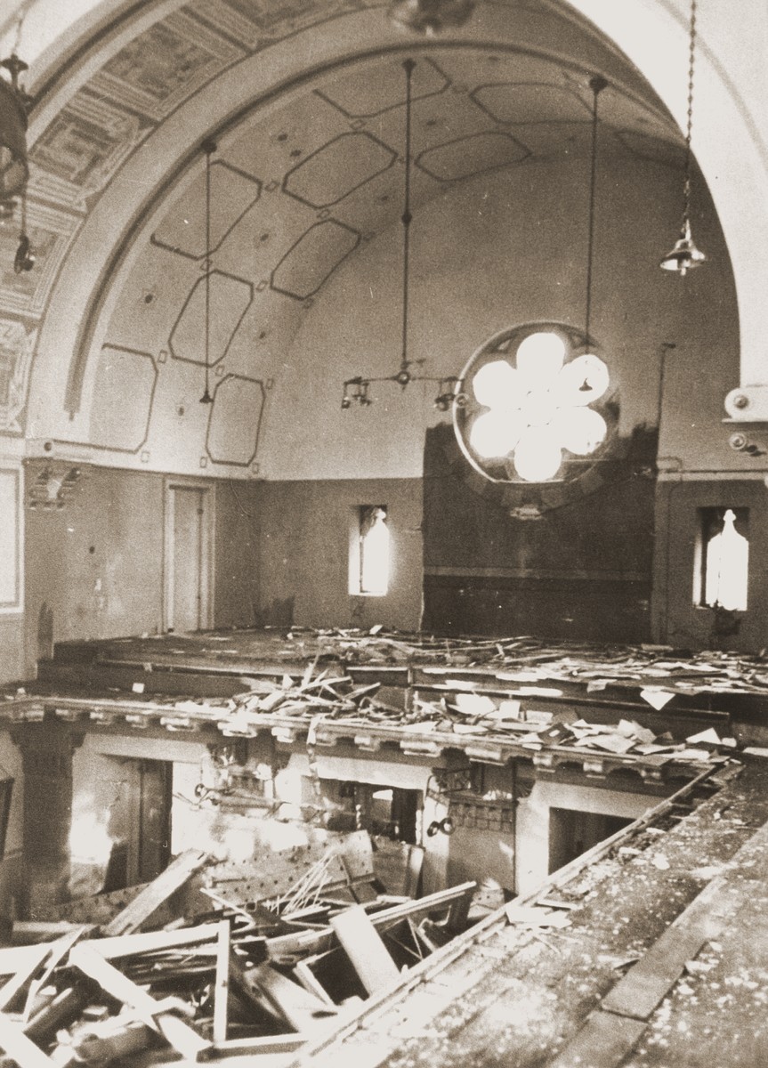 Prayerbooks lie scattered on the floor of the choir loft in the Zerrennerstrasse synagogue, destroyed on Kristallnacht.

The cornerstone for the Zerrennerstrasse synagogue in Pforzheim was laid on June 3, 1891, and the finished building was dedicated on July 27, 1892.