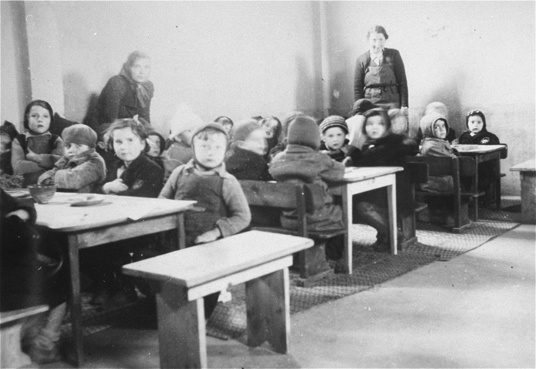 Children cared for by the OSE in the Rivesaltes transit camp.

Herbert Vogel is pictured in the front row.