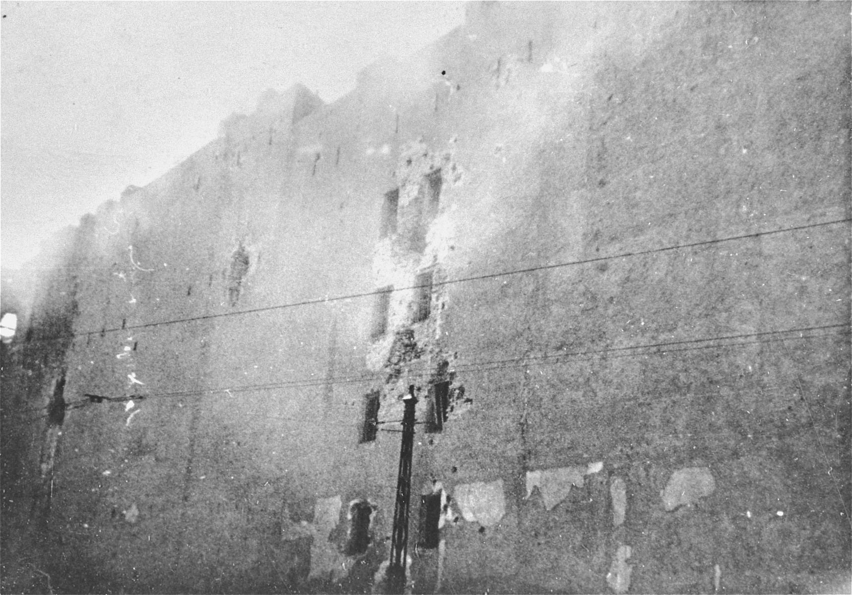 An apartment building destroyed by the SS during the suppression of the Warsaw ghetto uprising.