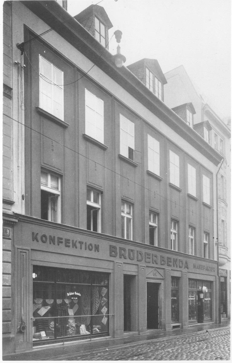 View of the Benda brothers' retail clothing store in Liberec, Bohemia.