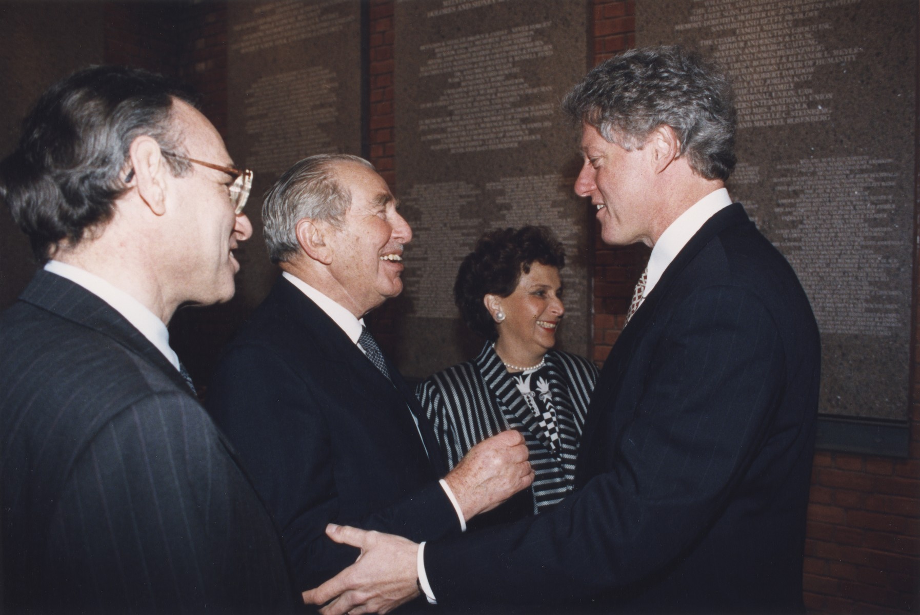 President William Clinton greet Israeli President Chaim Herzog and his wife at the opening of the U.S. Holocaust Memorial Museum.