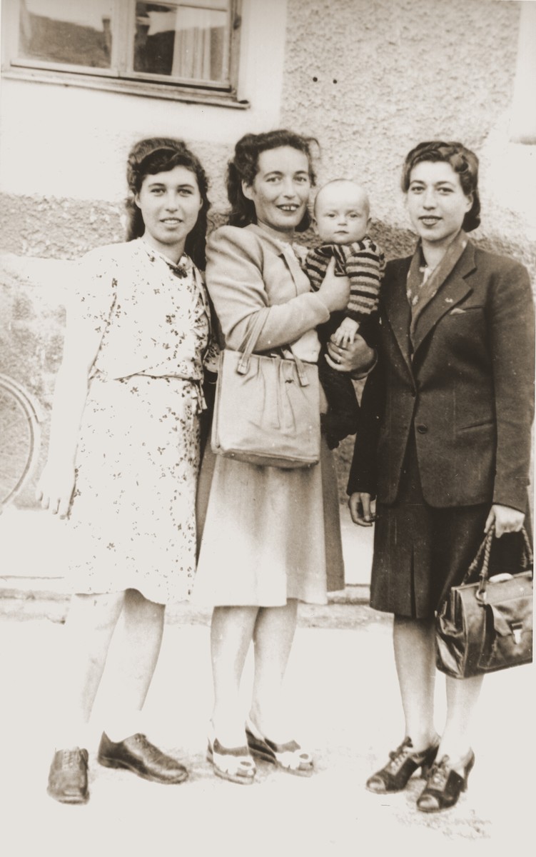 The Skalrski family poses in the Bad Reichenall displaced persons camp.

From left: Rochelle, the donor, her sister, Bella Szklarski Epstein holding her son Joe and Yenta Szklarski.
