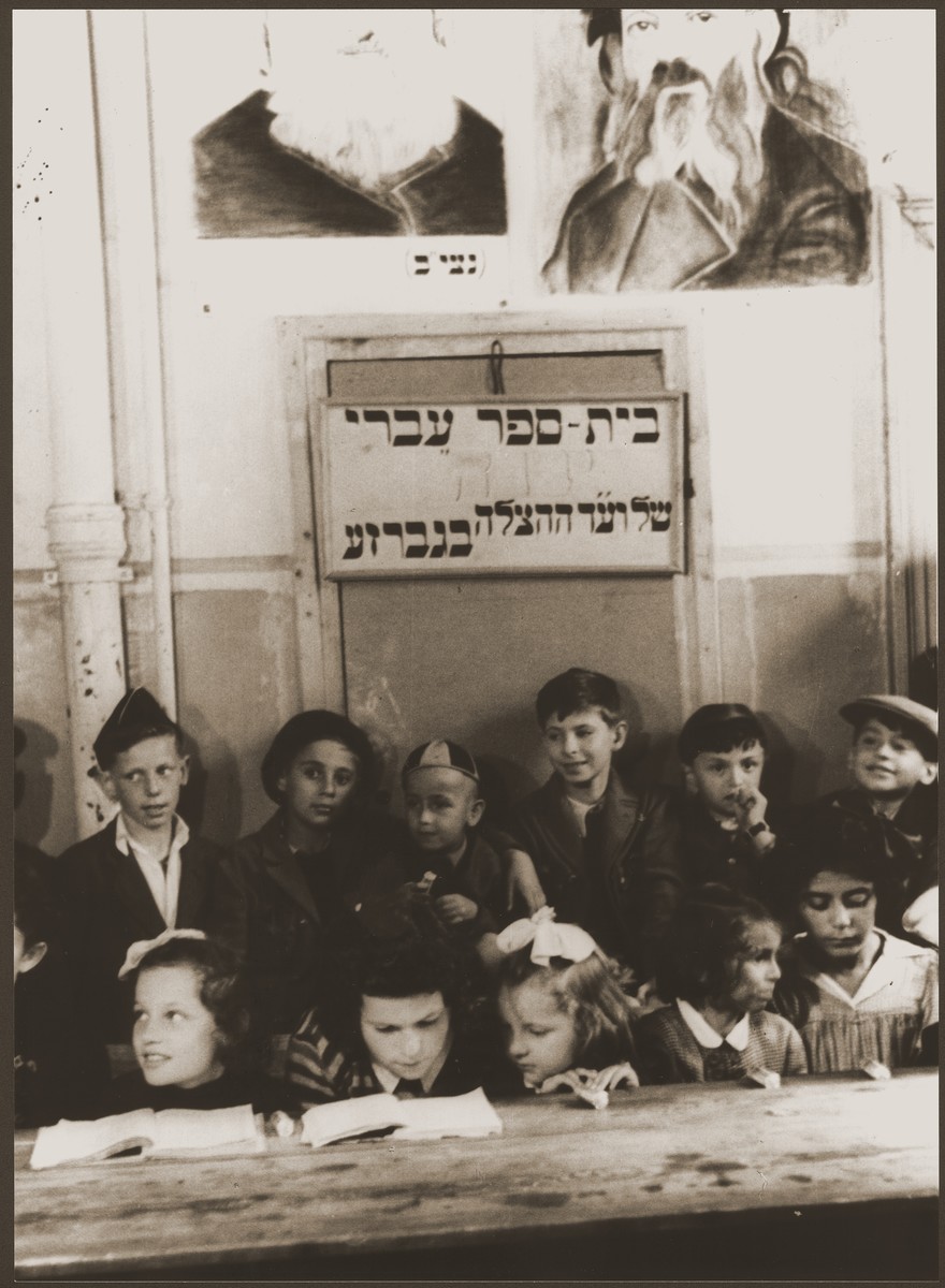 Pupils of the Vaad Hatzala sponsored Yavne Hebrew School at the Jabotinsky Children's Home in Gabersee.
