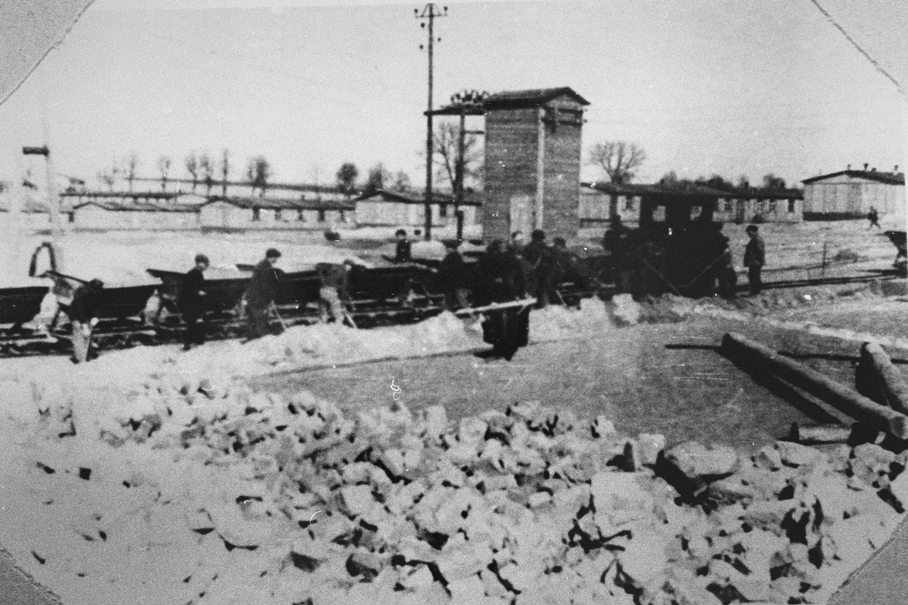 Prisoners at forced labor in the Majdanek concentration camp.
