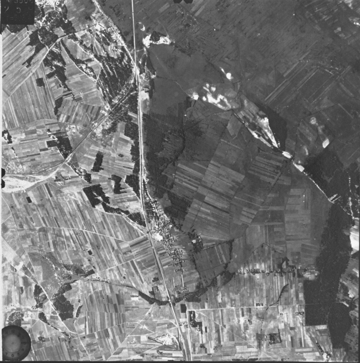 An aerial photograph of the Treblinka area.