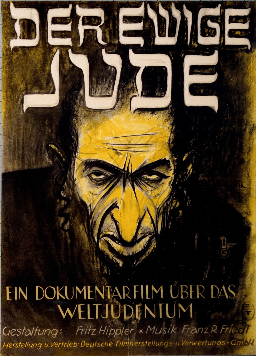 Advertising poster for the anti-Semitic film, "Der Ewige Jude" [The Eternal Jew], directed by Fritz Hippler.