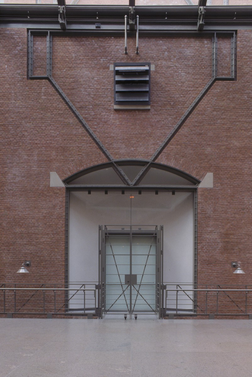 Architectural detail of central doorway to the "Remember the Children/Daniel's Story" special exhibition in the Hall of Witness at the U.S. Holocaust Memorial Museum.