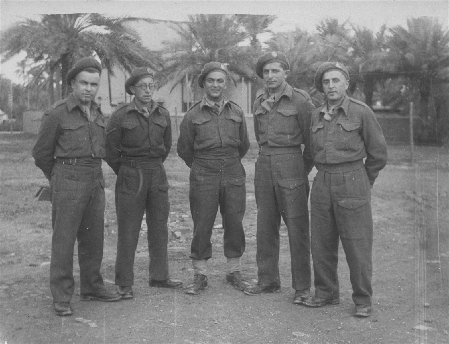 A group of portrait of Jewish soldiers in Royal Engineers of the British army.  Joshua Heilman, the donor, is standing first on the left.