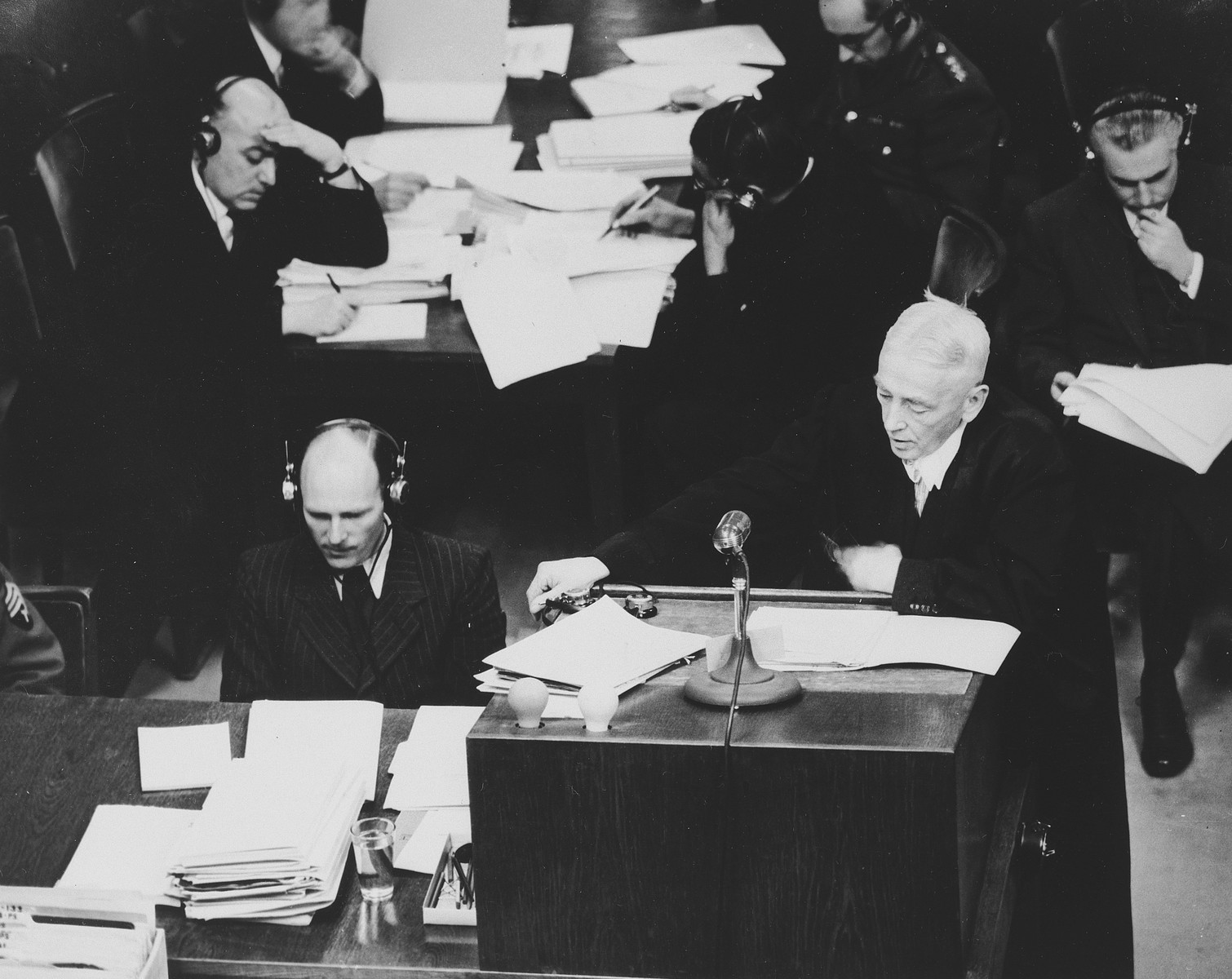 One of the prosecutors speaks at a session of the International Military Tribunal in Nuremberg.