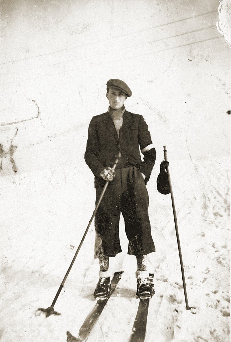 Yaakov Muszynski goes skiing in the Bedzin ghetto.