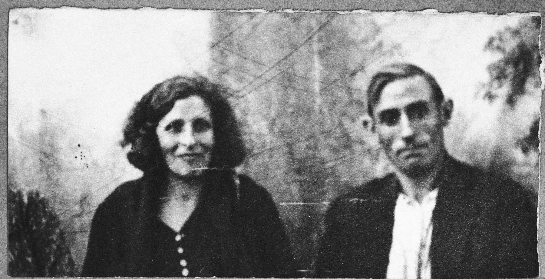 Portrait of Nissim Koen and his wife, Sol.  Nissim was a carpenter.  They lived at Karagoryeva 87 in Bitola.