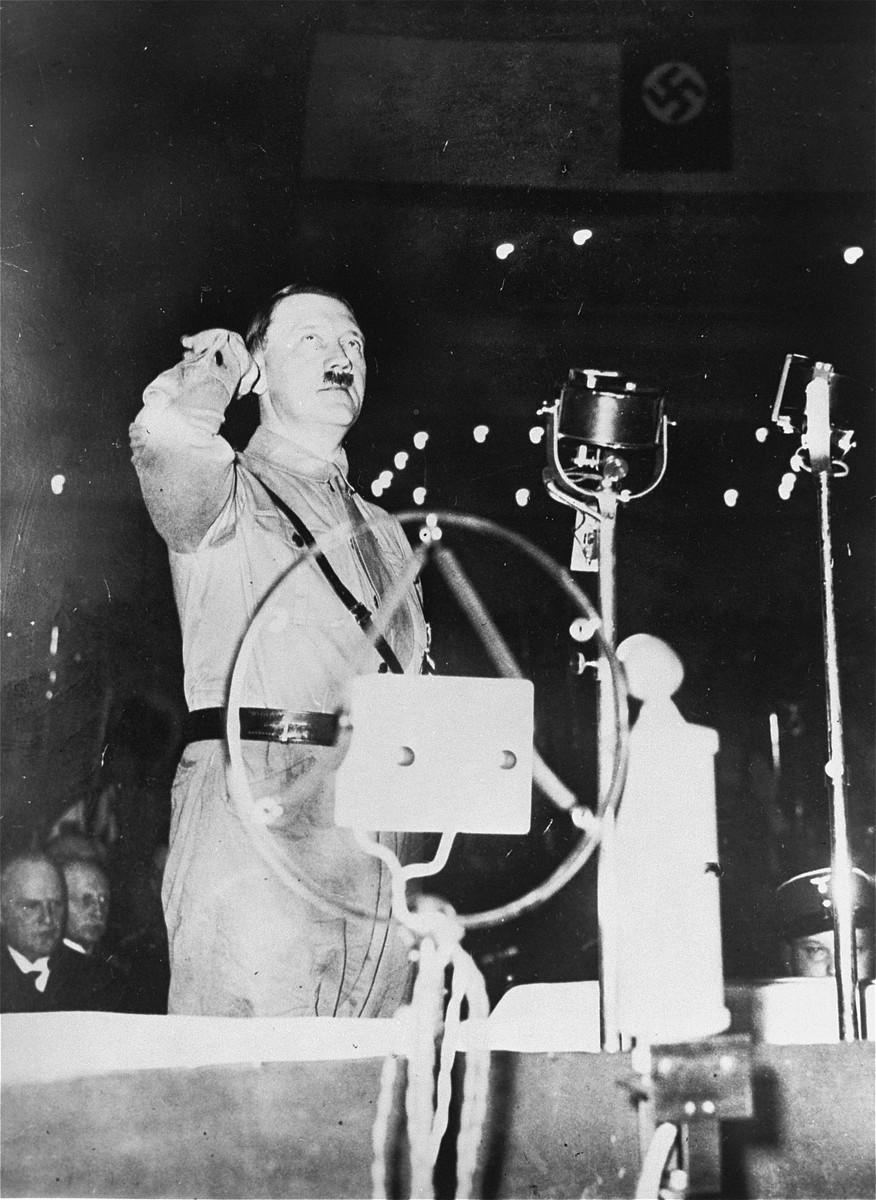 Adolf Hitler addresses a rally.