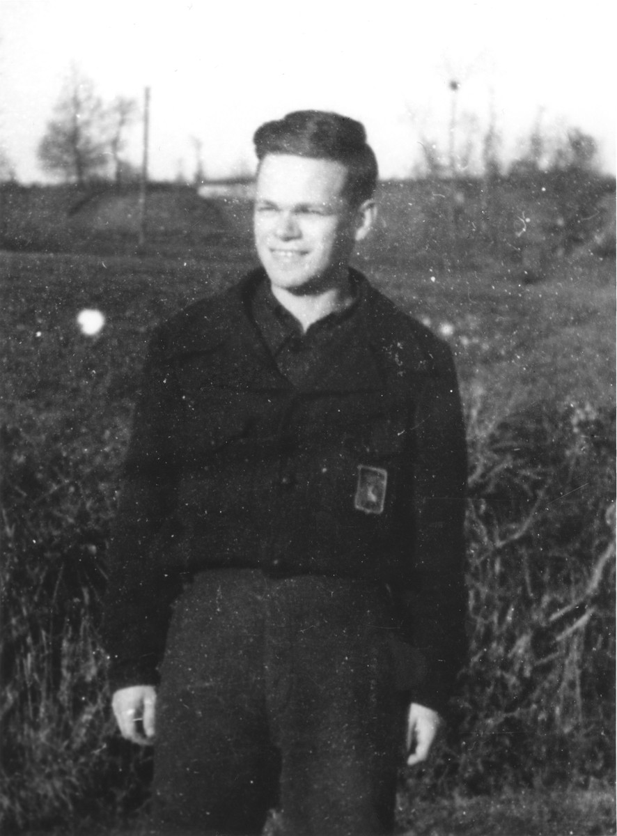 Walter Karliner dressed in the uniform of the Vichy fascist youth movement, Moissons Nouvelles.