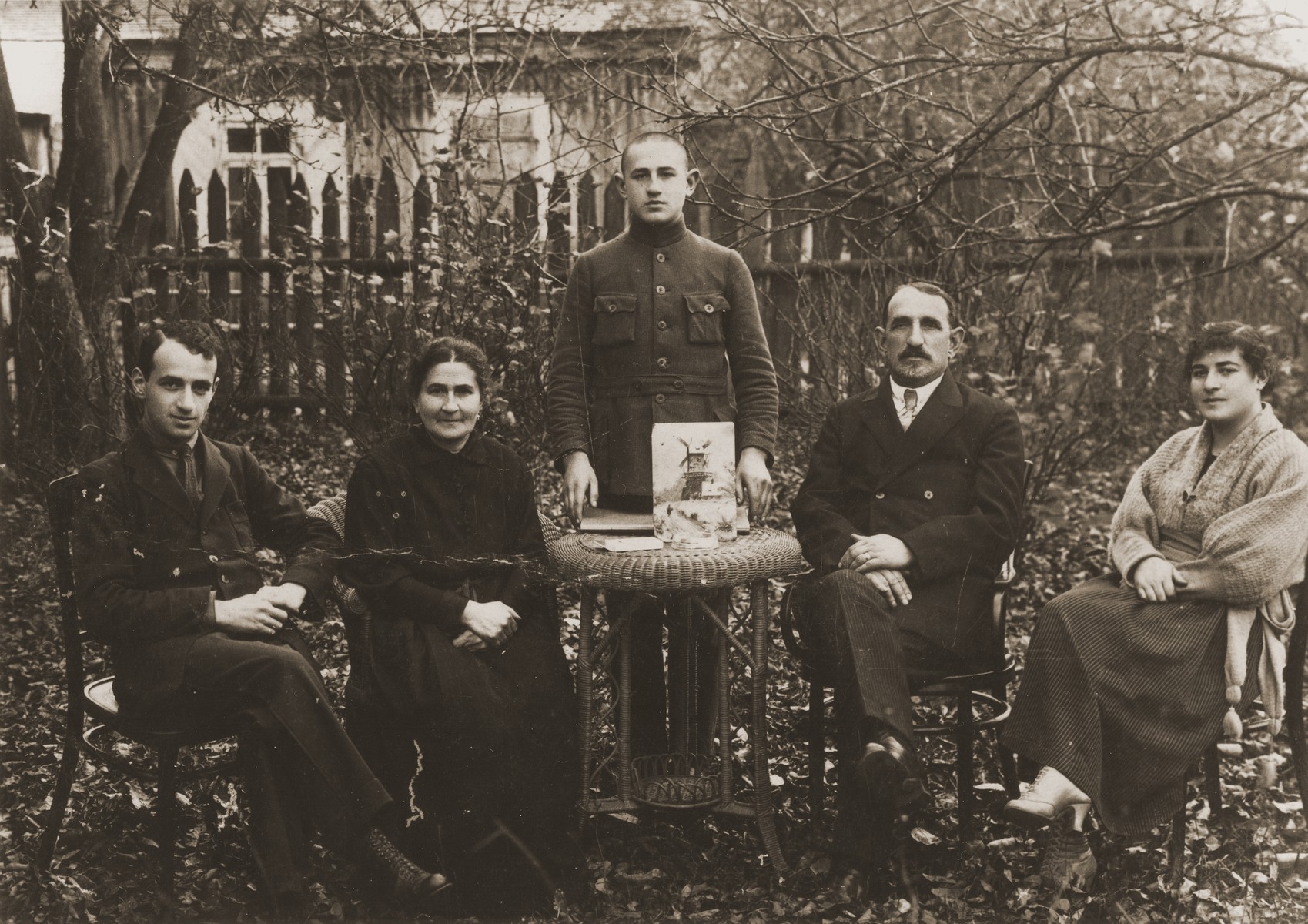 Portrait of the Baron family in the yard of their home in Sirvintos, Lithuania.