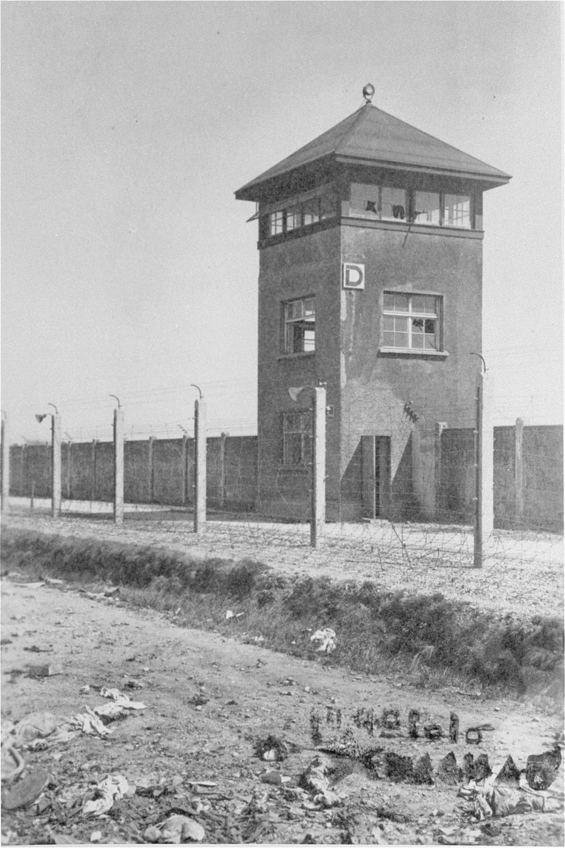 A watch tower in the Dachau concentration camp.