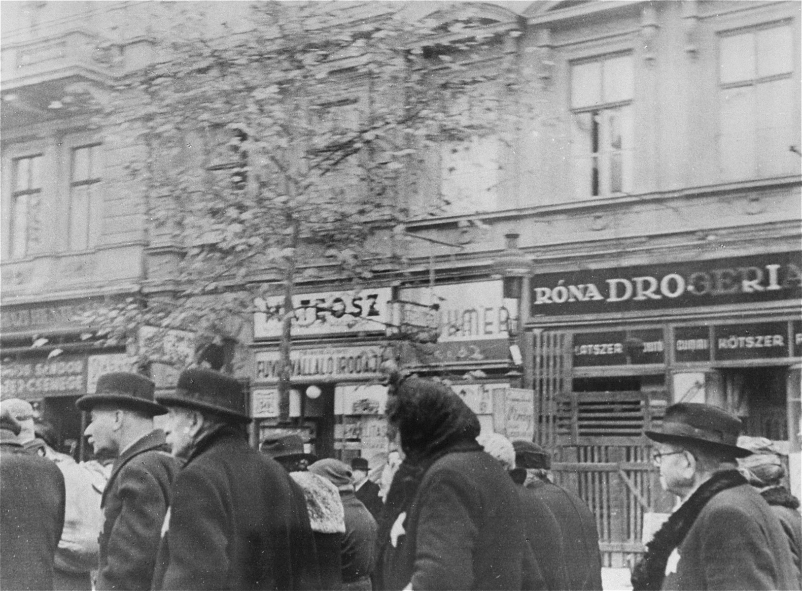 [Probably, elderly Jews being transferred to the newly formed central ghetto in Budapest.]

On November 13, 1944 the Arrow Cross ordered the establishment of a ghetto, and by December 2 most of Budapest's unprotected Jewish population had been moved within its borders.