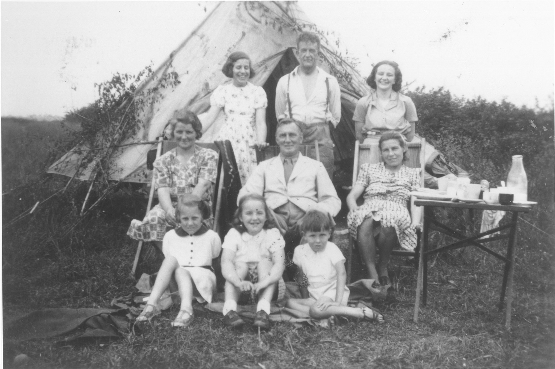 Eva Rosenbaum (back left) goes camping with her foster family in England.