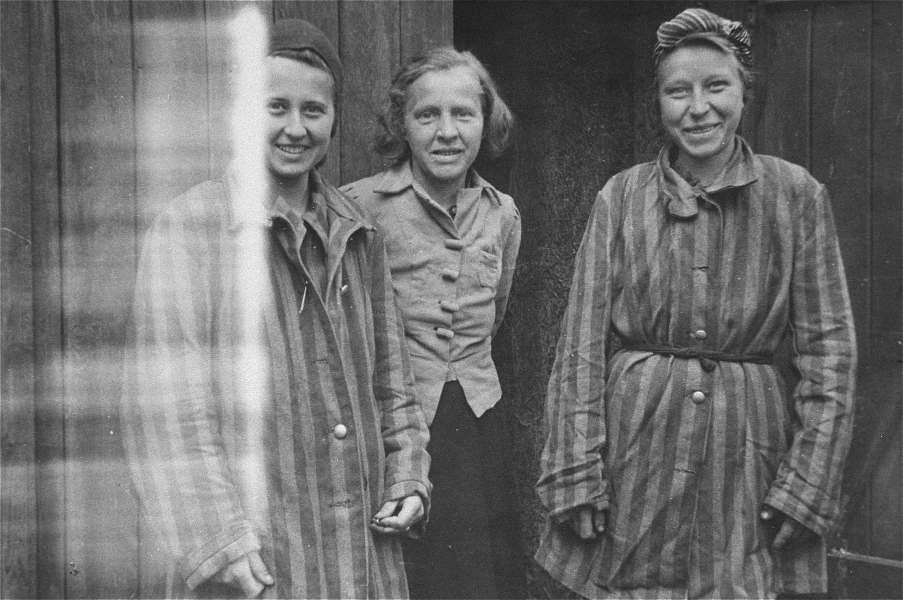 Liberated female prisoners in the womens' camp at Woebbelin.