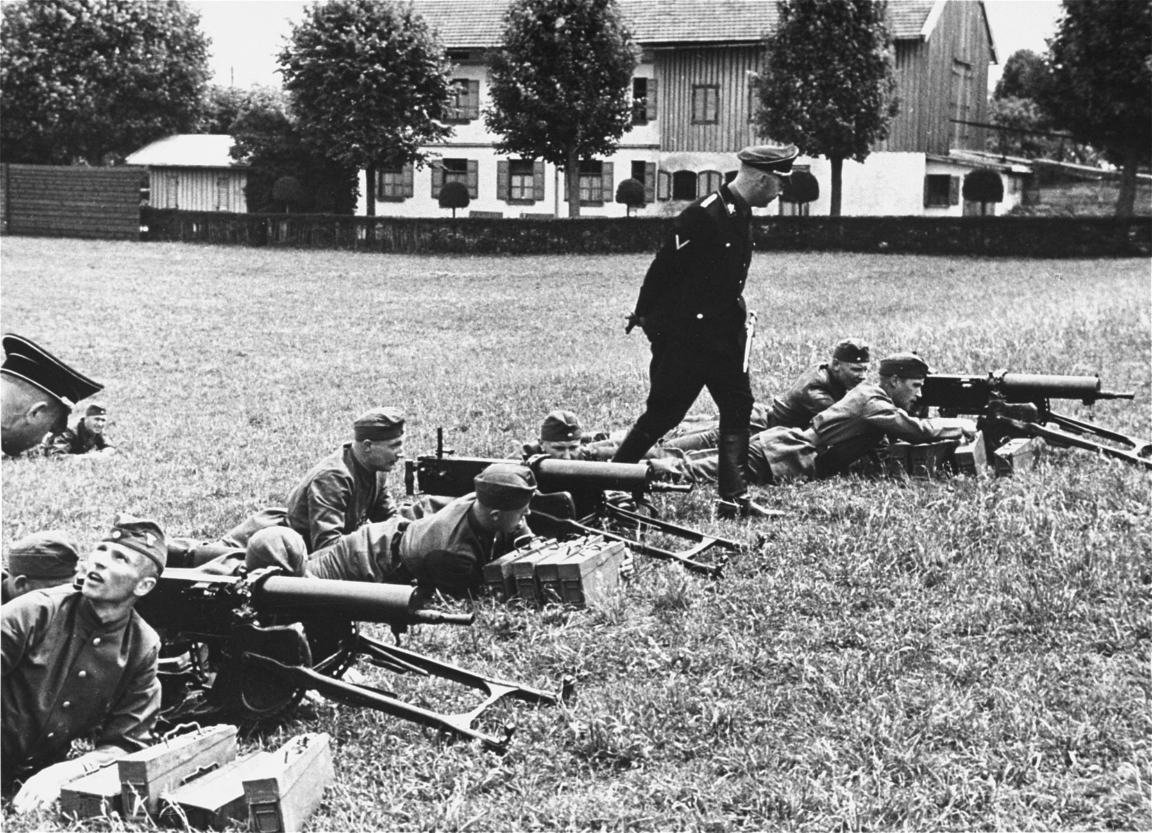 Heinrich Himmler inspects Waffen-SS troops.  This image is from an album of SS photographs.