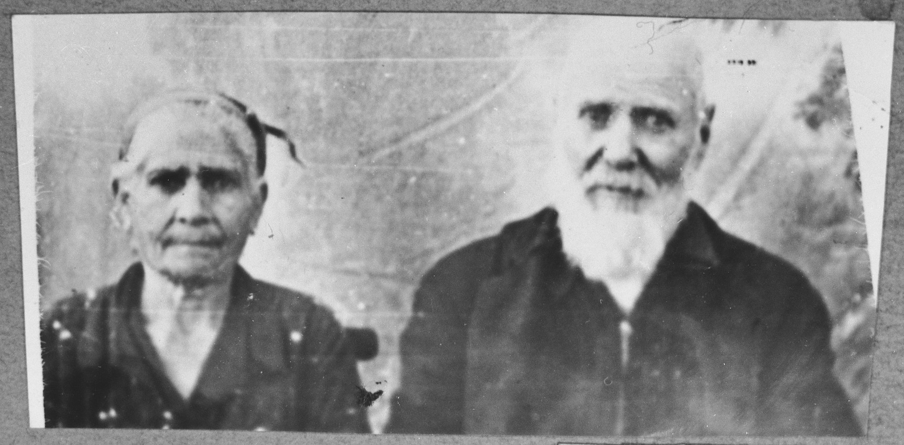Portrait of Moshe Hasson, and his wife, Sara.  Moshe was a coal dealer.  They lived at Sinagogina 2 in Bitola.