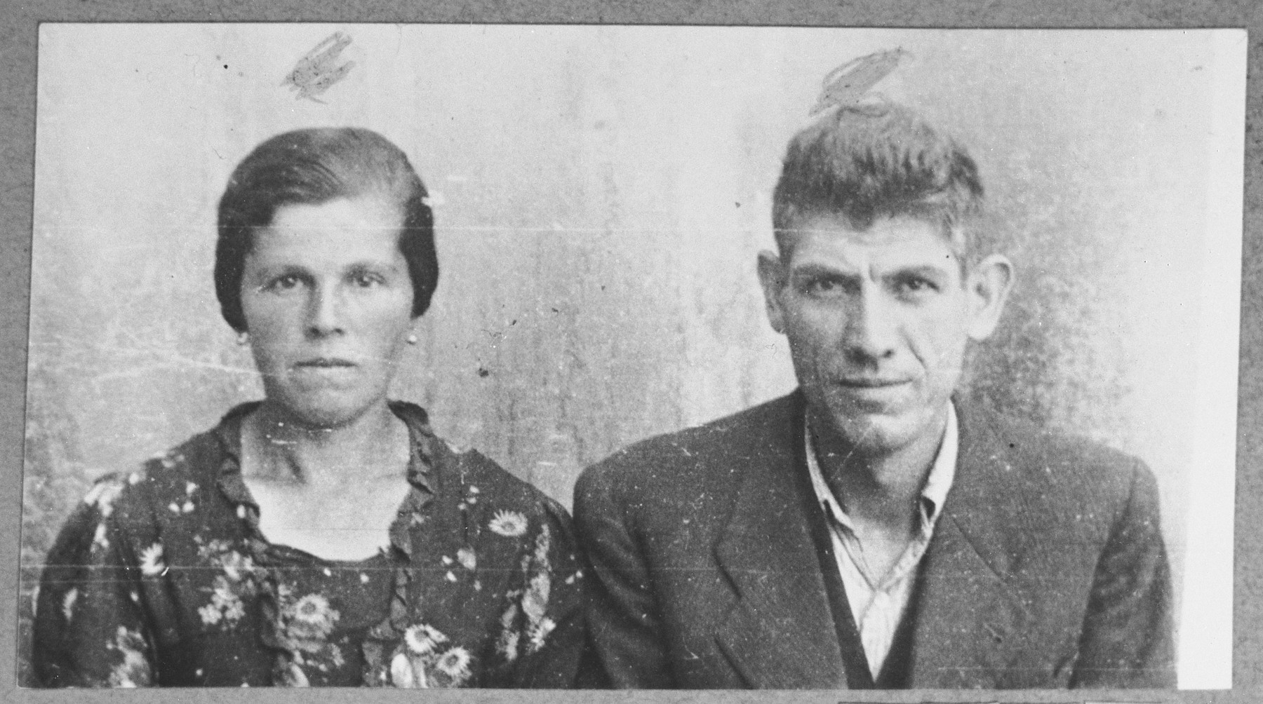 Portrait of Leon Hasson and his wife, Mathilda.  Leon was a tailor.  They lived at Rustitsa 40 in Bitola.