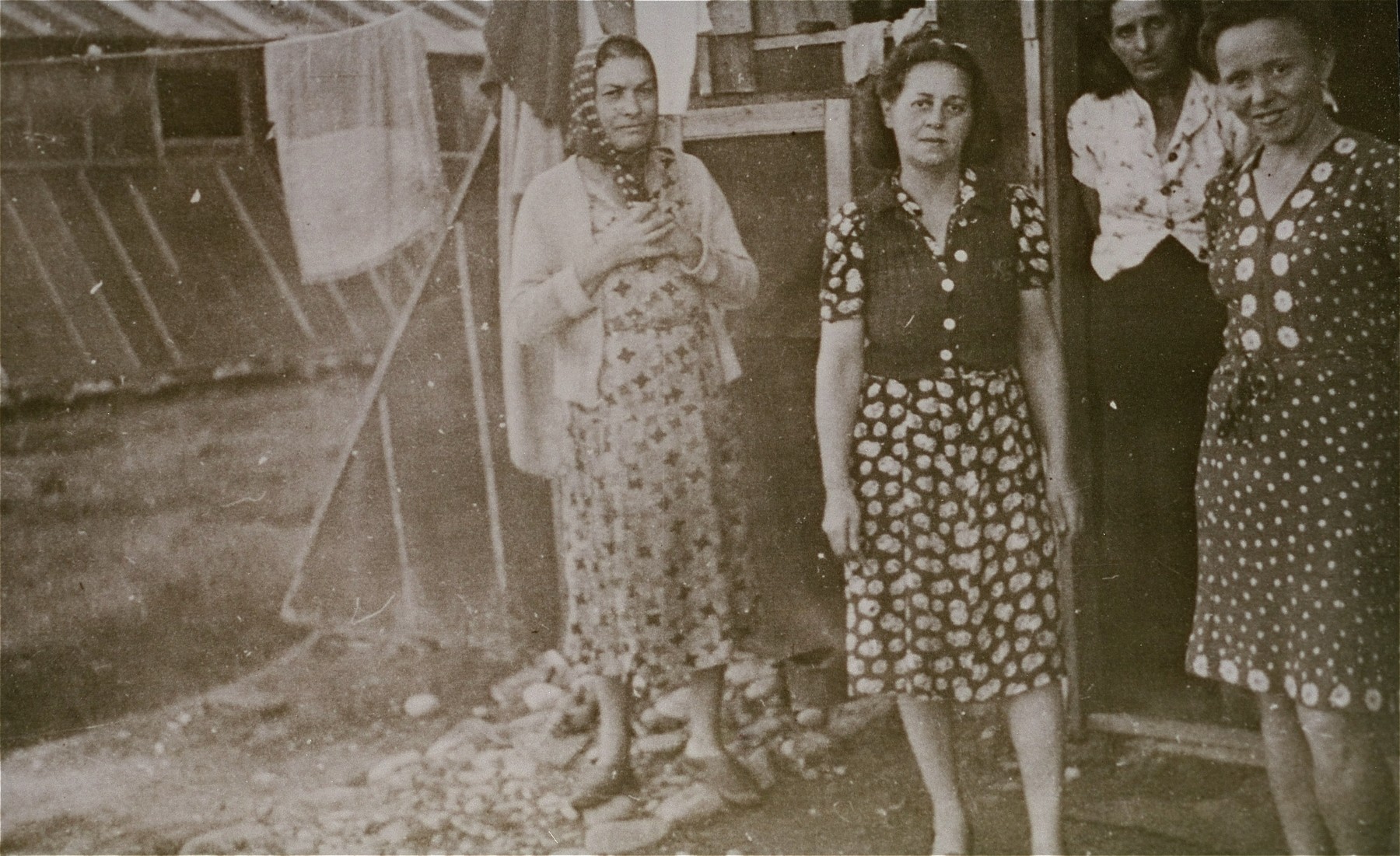 Women prisoners in the Gurs transit camp.  This photograph was shot secretly by Alice Resch-Synnestvedt during her stay in Gurs as a delegate of the American Friends Service Committee.