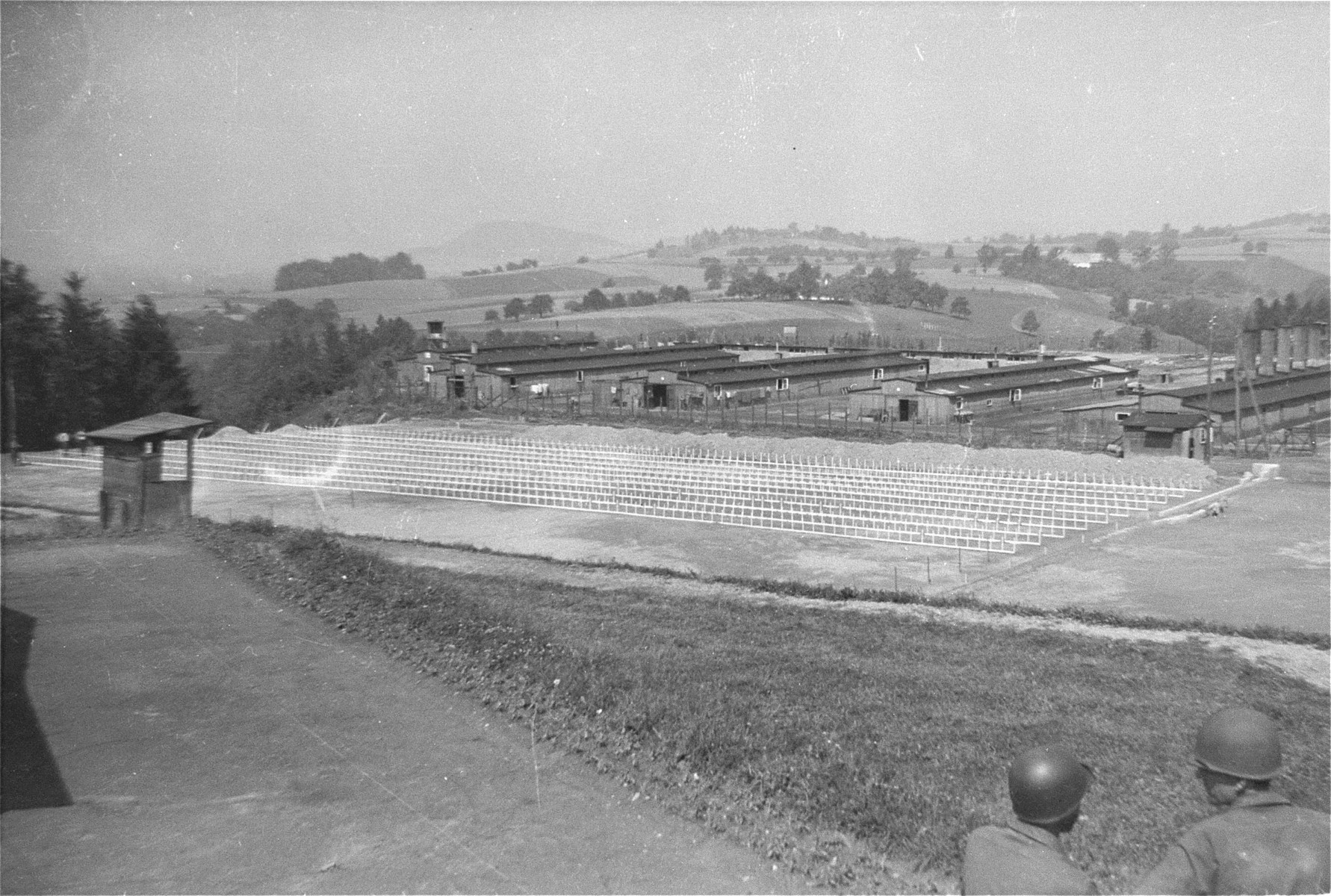 View of the cemetery at Mauthausen where nearly 3,000 corpses were buried.