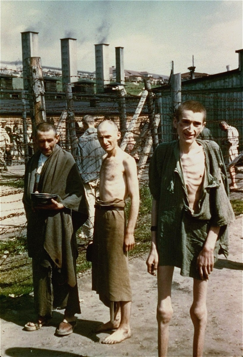 Survivors in the "Russian Camp" section of Mauthausen.