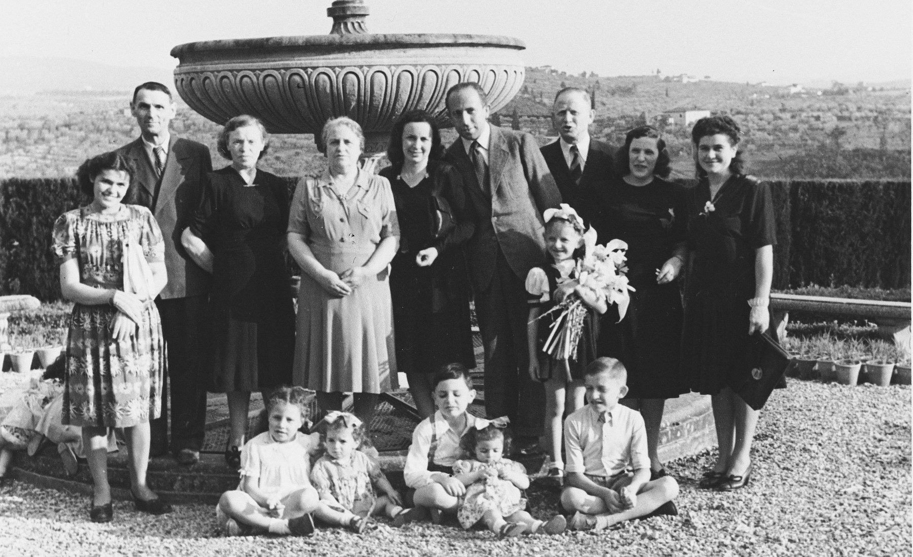 Group portrait of members of a kibbutz hachshara (Zionist collective) in Ponte Emma (near Florence).

Among those pictured are members of the Telerant and Puzarisky families.