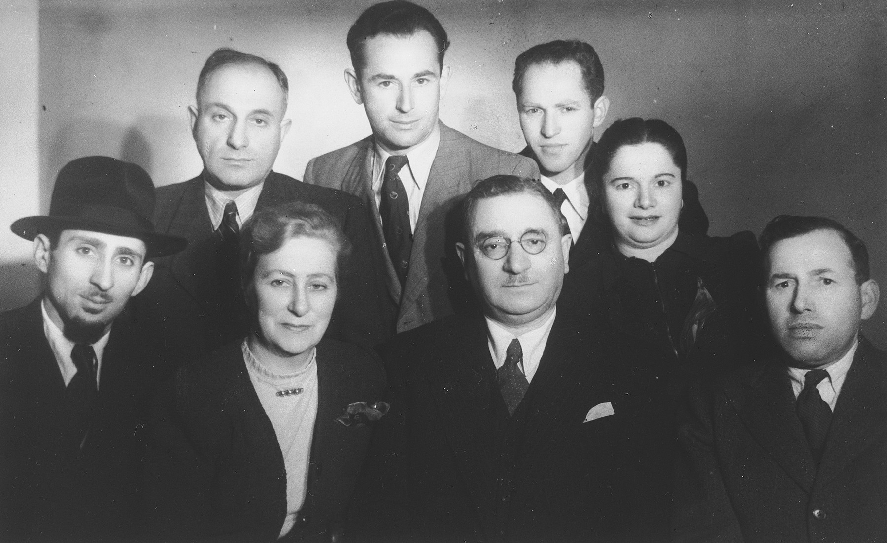 Group portrait of Lithuanian born Jewish displaced persons in Rome.

Pictured in the front row, second from the right is Dr. Elias Sedlis.