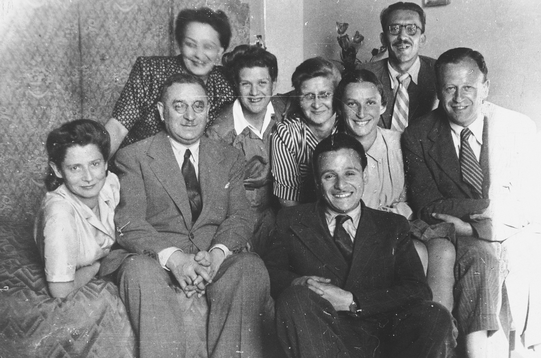 Group portrait of friends and relatives gathered in an apartment in Vilna.

Among those pictured are Dr. Elias Sedlis (front row, second from left), Alexander Sedlis (front row center), Dr. Abraham Wajnryb (far right) and Maryla Abramowicz.

Maryla Abramowicz was later recognized by Yad Vashem as Righteous Among the Nations.