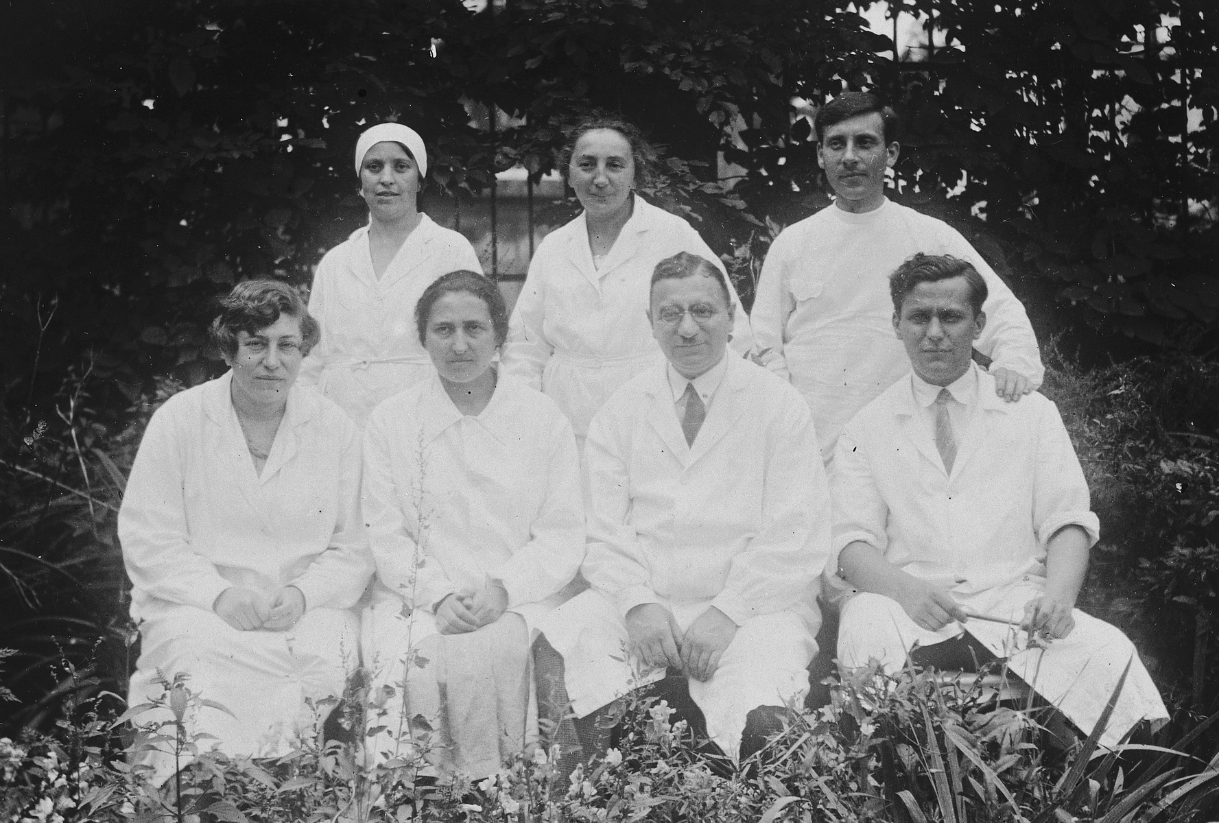 Group portrait of the staff of the Jewish hospital for women and children in Vilna.

Dr. Elias Sedlis is pictured in the front row, third from the left.  Dr Matylda Surawicz is in the front row, on the far left.