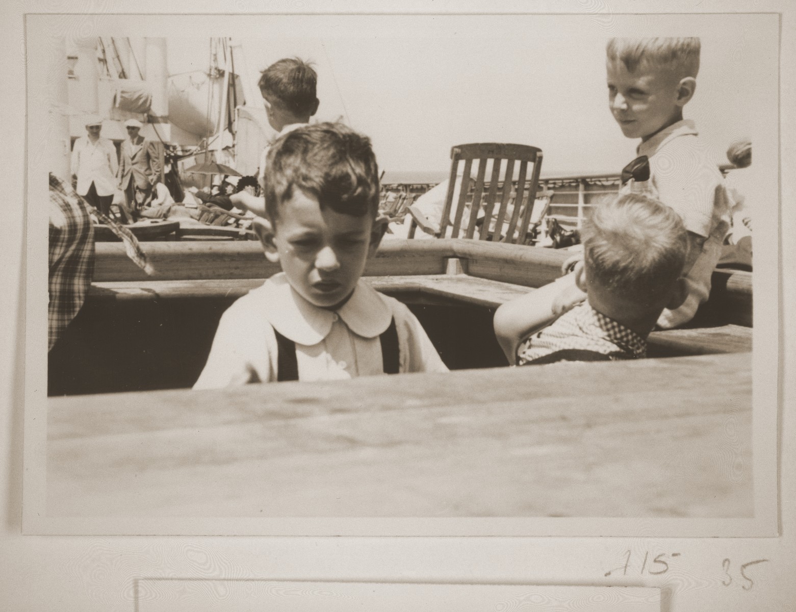 The Vendig children play on an outer deck of the MS St. Louis.