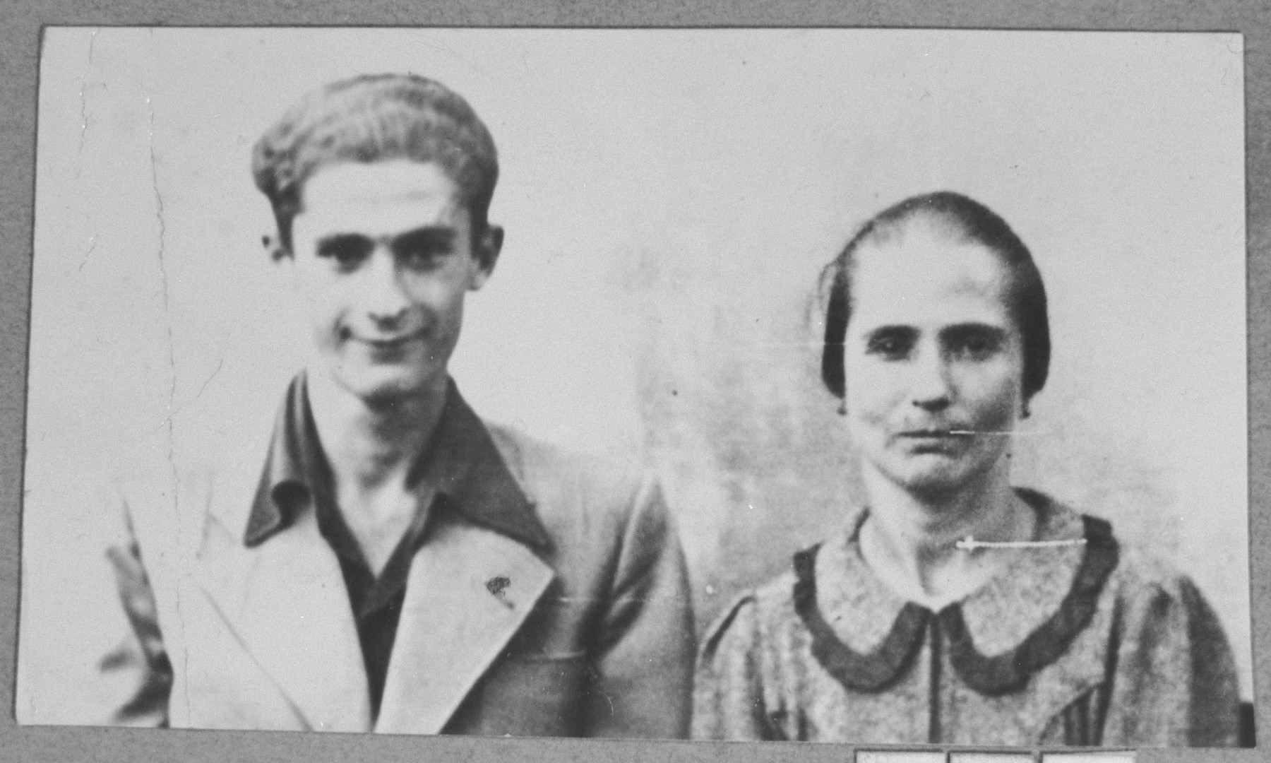 Portrait of Ester Talvi, wife of Merkado Talvi, and Merkado's son, Mois.  Mois was a student.  They lived at Gligora 12 in Bitola.