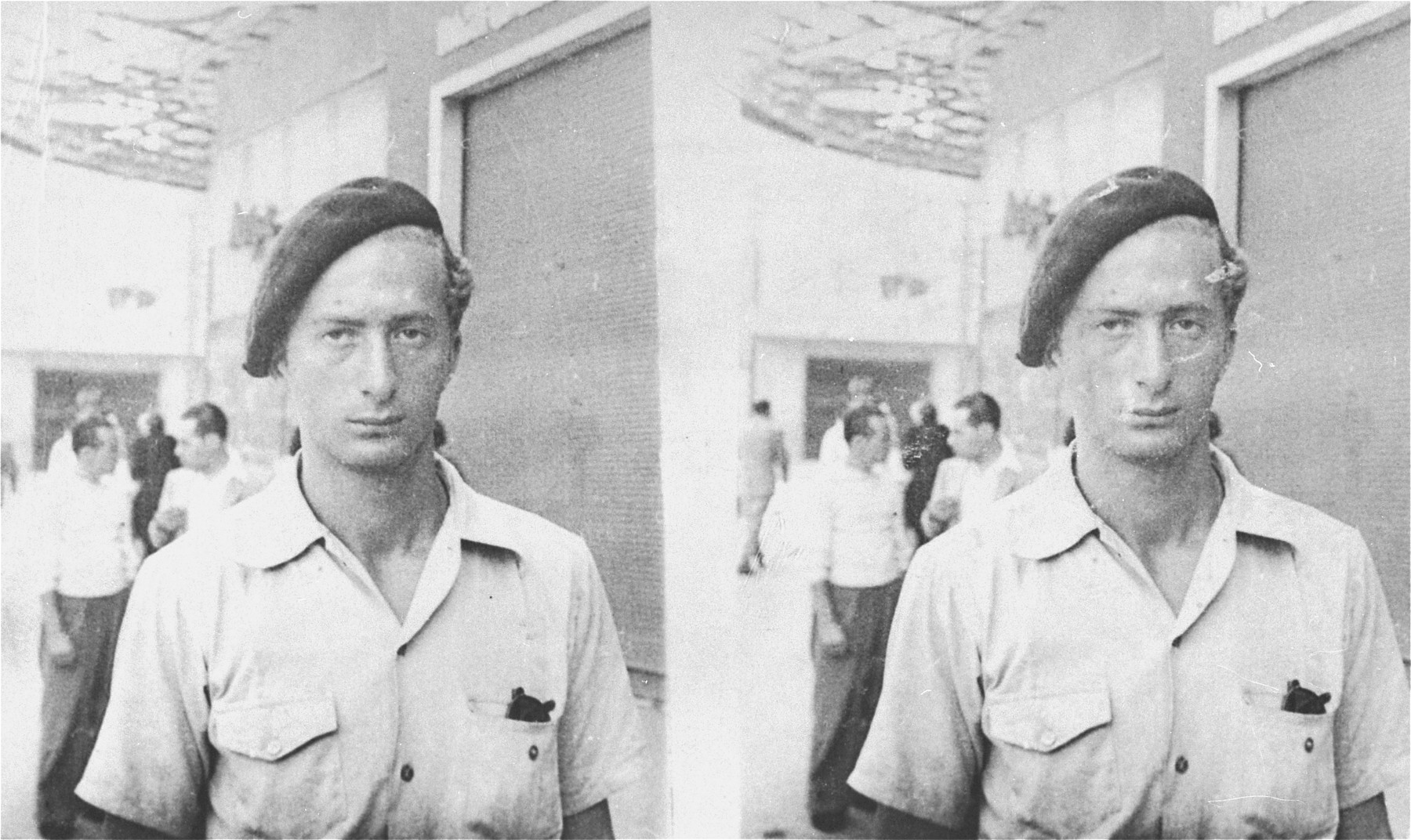 Stereoscopic portrait of former Exodus 1947 crew member Murray Aronoff in Haifa.
