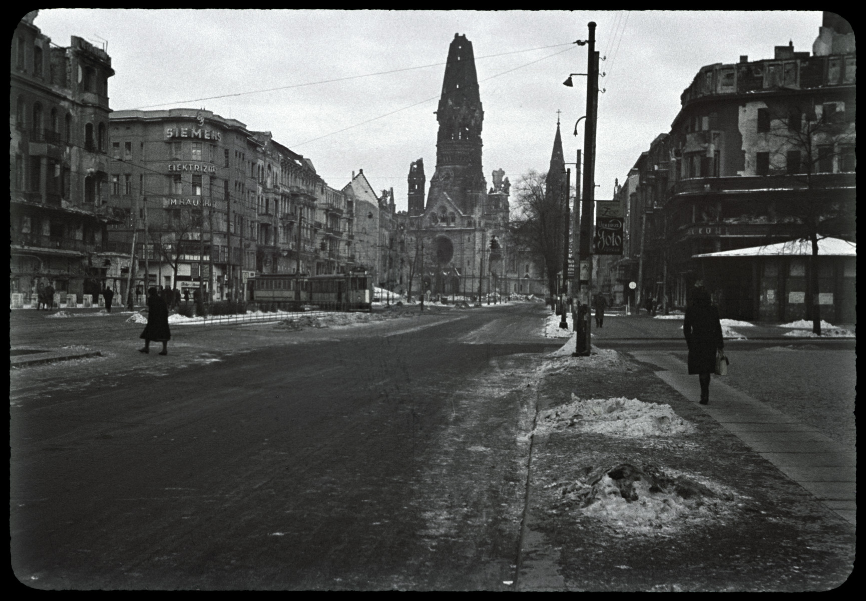 Street scene in postwar Berlin.