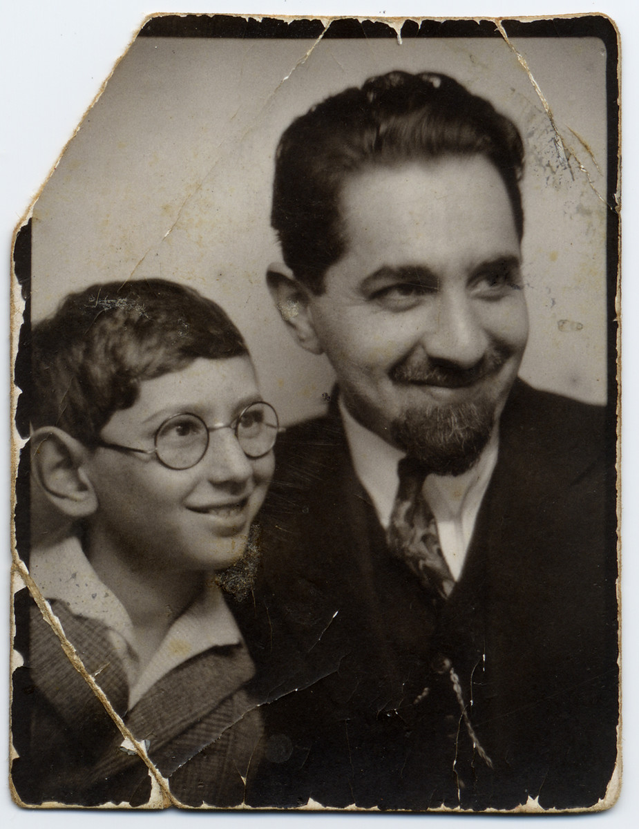 Bar Mitzvah portrait of Julek Bialer and his father, Aharon Bialer.