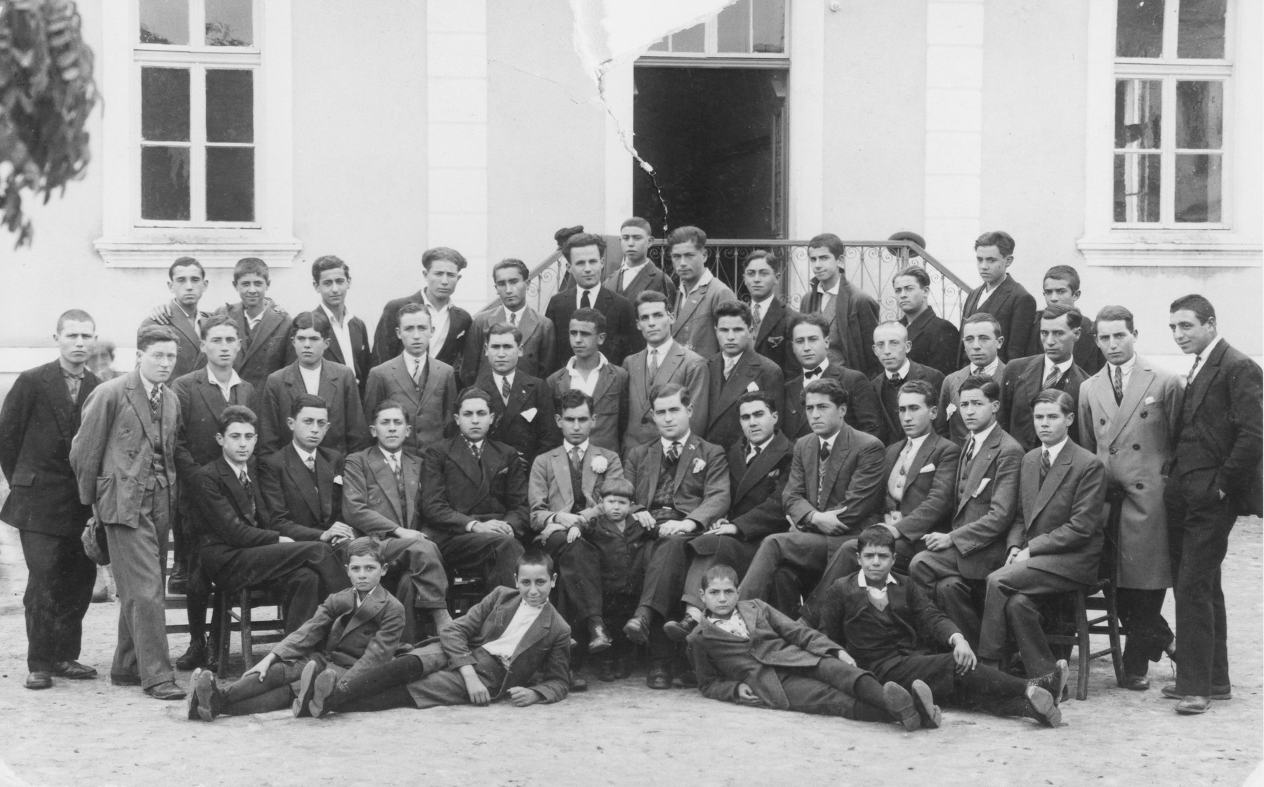 Group portrait of [what probably is a boy's school] in Macedonia.