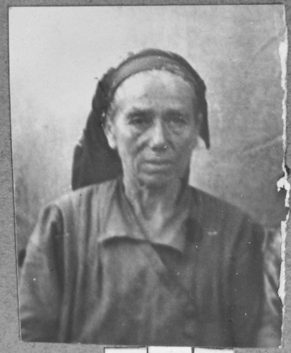 Portrait of Miriam Mishulam.  She was a laundress.  She lived at Drinska 119 in Bitola.