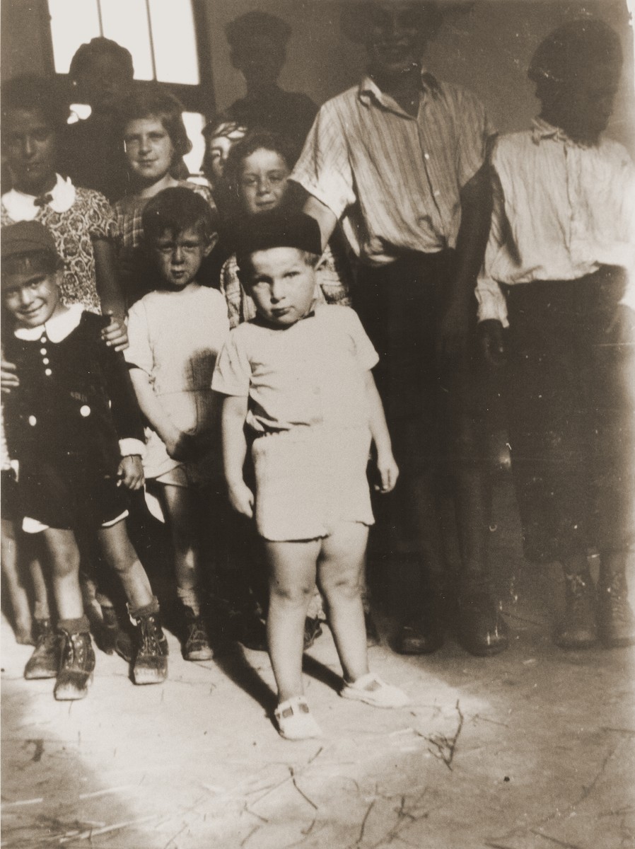 Portrait of a group of Jewish children who remained in the Rivesaltes internment camp after their parents were deported to Drancy.