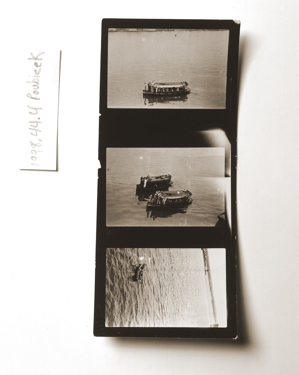 Contact sheet with three views of Havana harbor with several small boats carrying relatives of St. Louis passengers, Cuban officials and other negotiators seeking to resolve the St. Louis crisis.