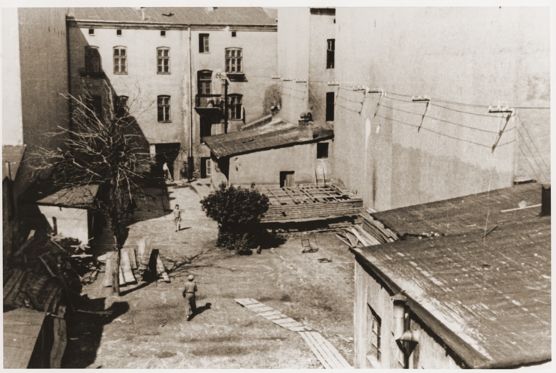 View of a large courtyard in the Bedzin ghetto.