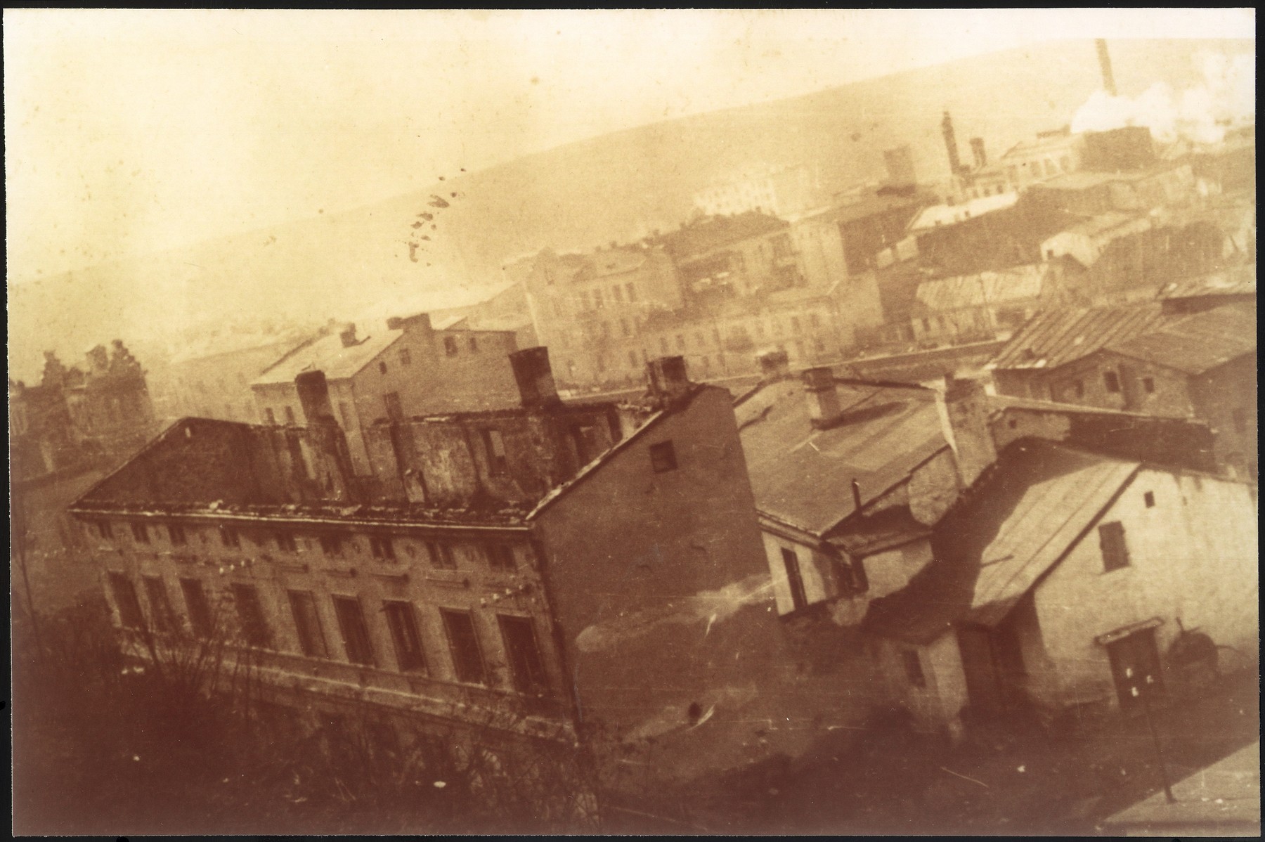 View of a bombed out building in Bedzin.