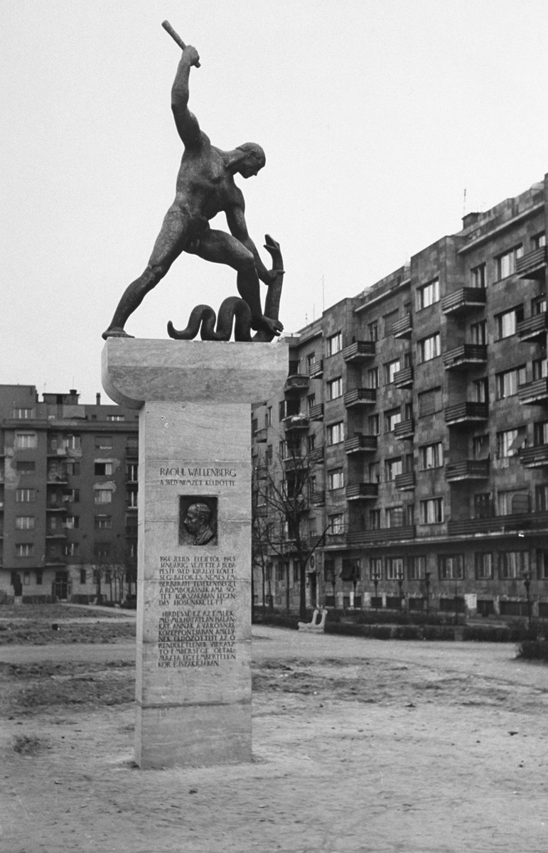 Monument to Raoul Wallenberg. 

The monument, consisting of a sculpture on a tall pedestal, was removed by the Communist government the night before its scheduled unveiling in Budapest's Szent Istvan park.  It was later reinstalled at a pharmaceutical factory in Debrecen, without the inscription referring to Wallenberg.  The sculpture is the work of Imre Vargo. The portrait in the base of the monument was done by Paul Patzay after a photograph by Thomas Veres.