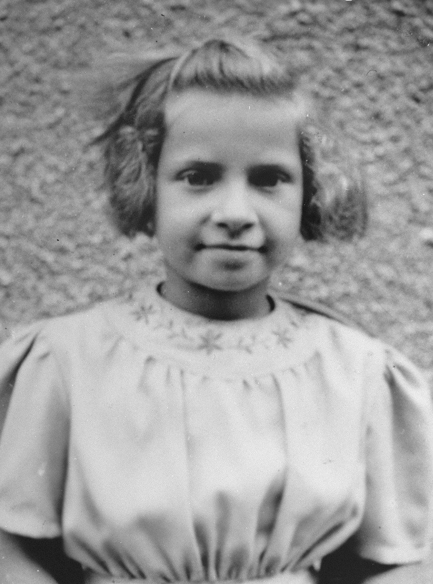 Portrait of a young refugee girl living at the Les Grillons children's home in Le Chambon during the German occupation of France.