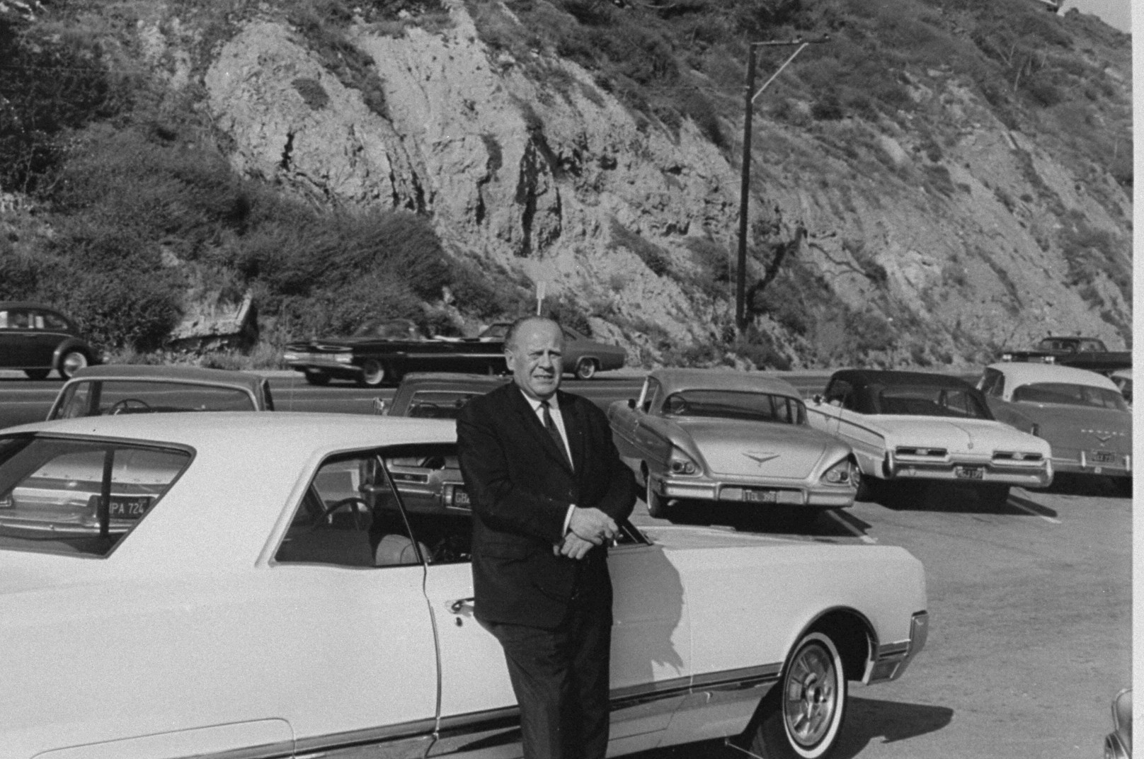 Oskar Schindler in California during a visit to the family of Leopold and Ludmila Pfefferberg-Page.