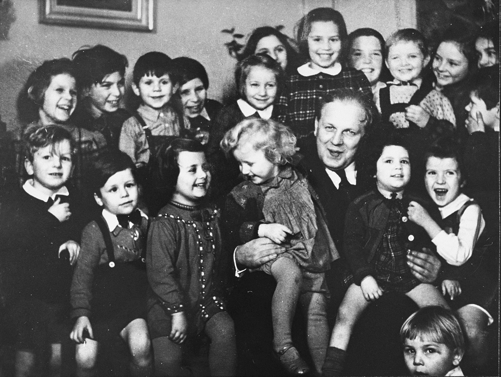 Group portrait of Danish-Jewish children living in a Swedish children's home, after their escape from Denmark.